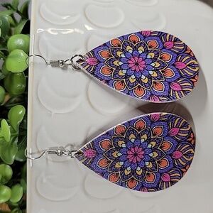 Mandala Leather Drop Earrings